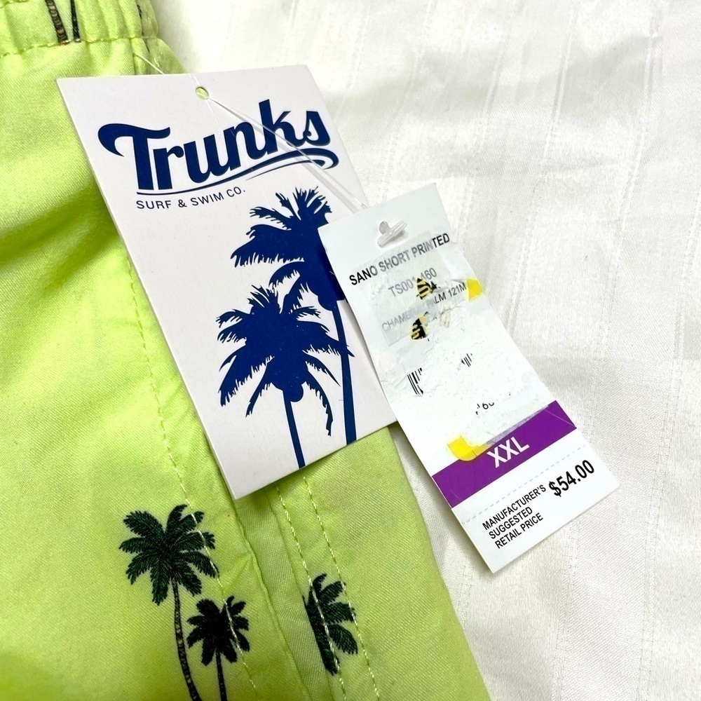 Trunks Surf & Swim Co Sano Swim Shorts Men's Size XXL Chambray Palms Green